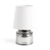 Lampe à poser Ø12xH22cm verre et polyester gris argenté