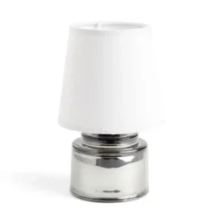 Lampe à poser Ø12xH22cm verre et polyester gris argenté