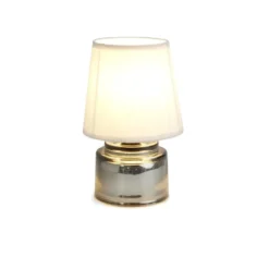 Lampe à poser Ø12xH22cm verre et polyester gris argenté