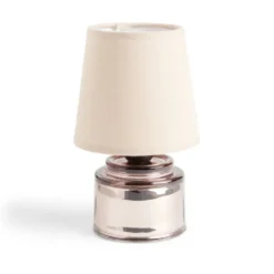 Lampe à poser Ø12xH22cm verre et polyester rose gold