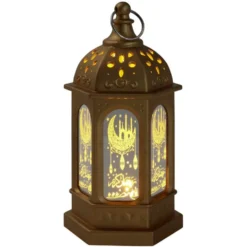 Lanterne arabesque LED plastique marron Ø7xH13cm (2 modèles)