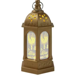 Lanterne arabesque LED plastique marron Ø7xH13cm (2 modèles)