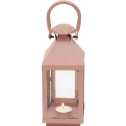 Lanterne photophore en métal rose