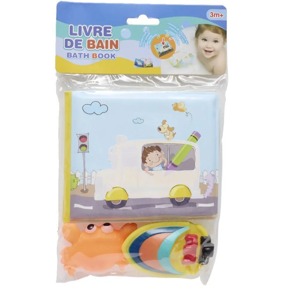 Livre de bain avec 2 jouets plastique (2 modèles)