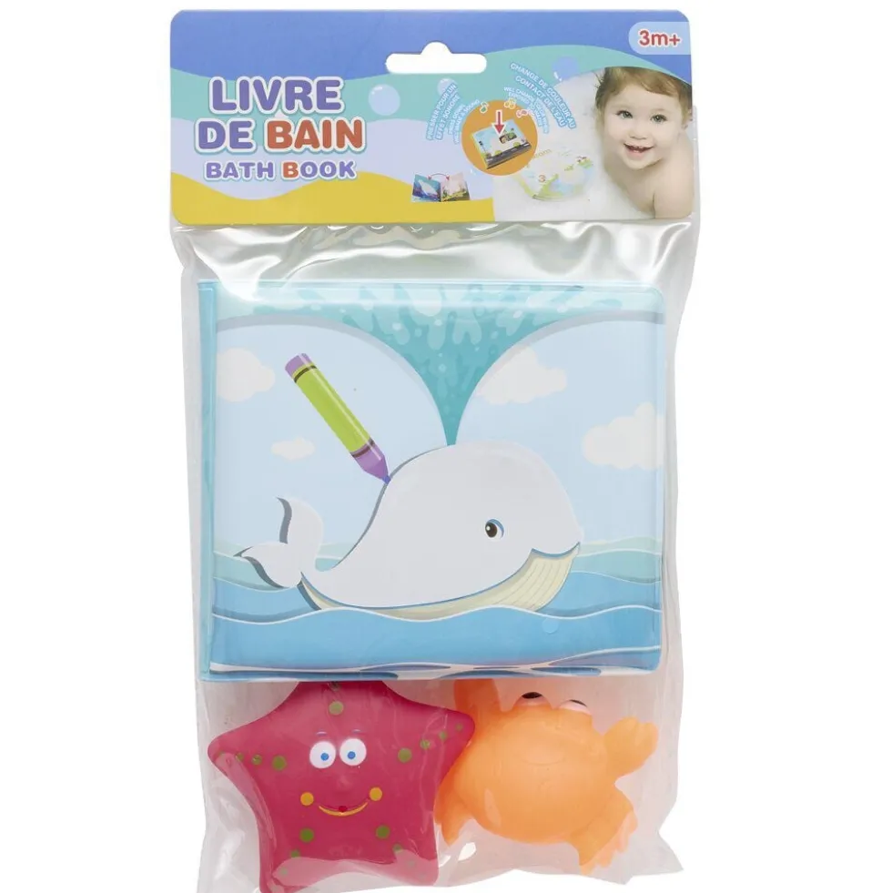 Livre de bain avec 2 jouets plastique (2 modèles)