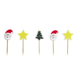 Lot de 5 bougies de Noël pour gâteau