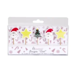 Lot de 5 bougies de Noël pour gâteau