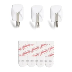 Lot de 3 crochets adhésifs 3M plastique blanc pointe métal
