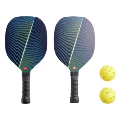 Lot de 2 raquettes en bois et 2 balles en plastique