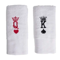 Lot de 2 serviettes brodées King et Queen 70xL130cm
