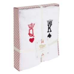 Lot de 2 serviettes brodées King et Queen 70xL130cm