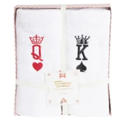 Lot de 2 serviettes brodées King et Queen 70xL130cm