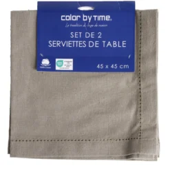 Lot de 2 serviettes de table coton 45x45cm - 4 coloris