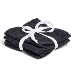 Lot de 4 serviettes invité coton jaune et noir 30x30cm