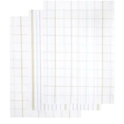 Lot de 3 torchons rectangulaires 50x70cm 100% coton quadrillé blanc