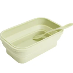 Lunch box rétractable 1L avec 2 couverts plastique et silicone vert