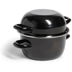 Marmite à moules avec couvercle acier noir Ø18xH16,5cm