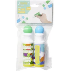 Marqueur tampon à point lavable x2 vert et bleu L13cm
