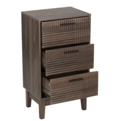 Meuble de rangement en bois Lida 3 tiroirs marron foncé 40x29,5xH72cm