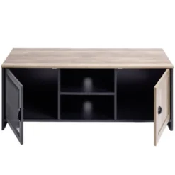 Meuble TV métal et bois Laura 2 portes 118x39xH49cm