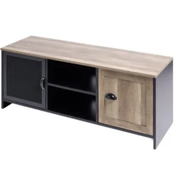 Meuble TV métal et bois Laura 2 portes 118x39xH49cm