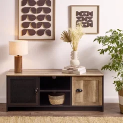 Meuble TV métal et bois Laura 2 portes 118x39xH49cm