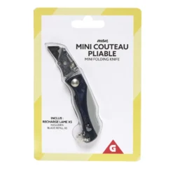 Mini couteau pliable avec 5 lames rechargeables L10cm