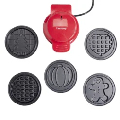 Mini gaufrier noir 5en1 avec 4 plaques interchangeables 13x19cm