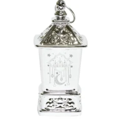 Mini lanterne LED orientale carrée 5x5xH10cm (2 modèles doré ou argenté)