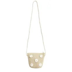 Mini sac tressé avec marguerites 14x5x12cm