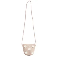Mini sac tressé avec marguerites 14x5x12cm