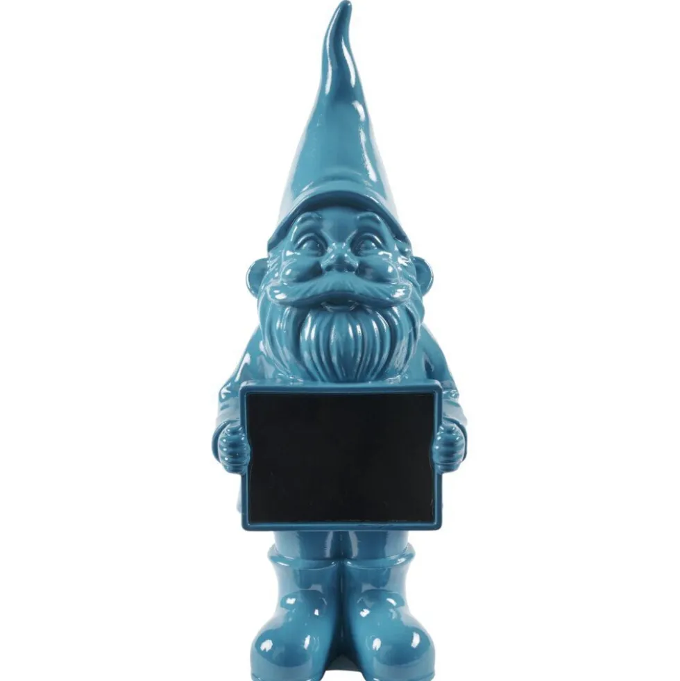 Nain de jardin avec pancarte craie uni bleu H30cm