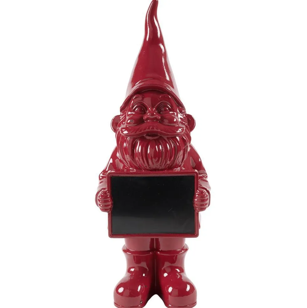 Nain de jardin avec pancarte craie uni rouge H30cm