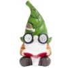 Nain de jardin gnome avec yeux lumineux 10,5x9,5xH20cm