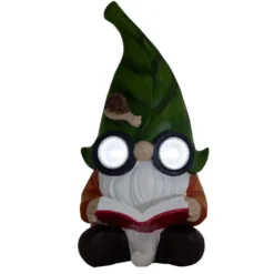 Nain de jardin gnome avec yeux lumineux 10,5x9,5xH20cm
