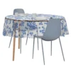 Nappe cristal carrée transparente motif fleur bleue 150x150cm