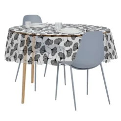 Nappe cristal carrée transparente motif ginkgo 150x150cm