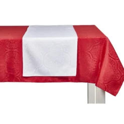 Nappe jacquard rouge motif arabesque L 350 cm