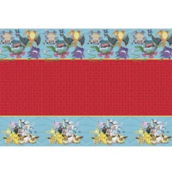 Nappe plastique Pokémon rectangulaire rouge et bleue 120x180cm