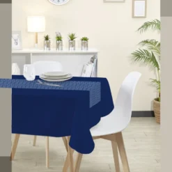 Nappe rectangulaire avec chemin de table imprimé bleu 6/8 personnes