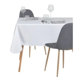 Nappe rectangulaire en tissu blanc uni 132x240cm