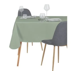 Nappe rectangulaire en tissu vert uni 132x240cm