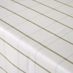 Nappe rectangulaire polyester blanche liseré kaki 150x250cm