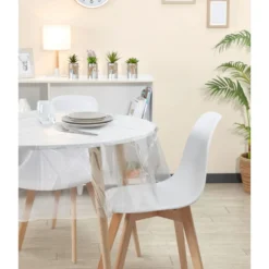 Nappe ronde en plastique transparent uni