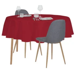 Nappe ronde tissu imperméable rouge Ø160cm