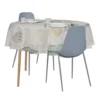 Nappe ronde tissu motif patchwork feuillage beige et blanc Ø160cm