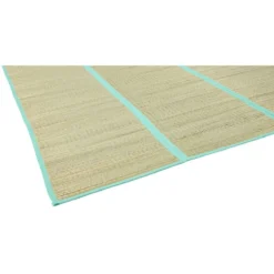 Natte de plage 2 personnes Funky paille naturel et vert 180x180cm