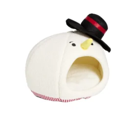 Niche chien ou chat forme tête bonhomme de neige blanc Ø41cm