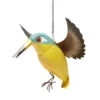Oiseau décoratif à suspendre métal jaune 20xH15cm