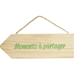 Pancarte en bois à suspendre avec message L30xH10cm